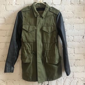 Military Jacket With Leather Sleeves By Veda